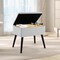 Costway Velvet Vanity Stool Ottoman with Storage Solid Wood Legs Flip-Up Top for Entryway Gray/Beige/Black